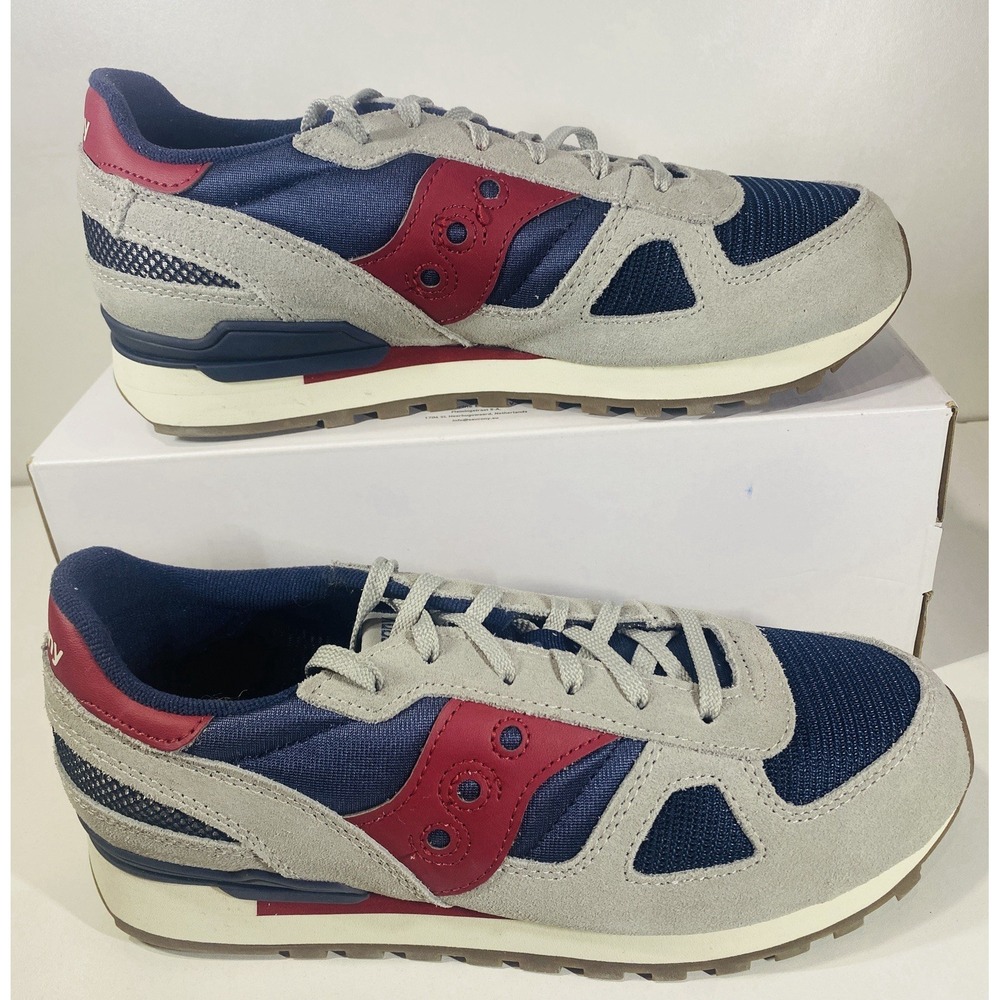 Saucony Shadow Original Women's 7.5 / Big Kids 6 Grey Navy Red Sk267821 New View 2